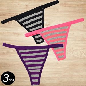 Culotte femme 3pcs coton g string pour femmes sous-vêtements à rayures sans couture sous-vêtements féminins intimes lingerie m / l