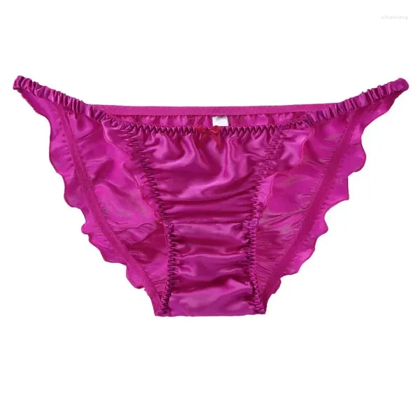 Pantes pour femmes 3 pc / lots de sous-vêtements en soie avec de la soie extra mince.Briefes de Lotus-Ruffled Bikini French 100 Mulberry
