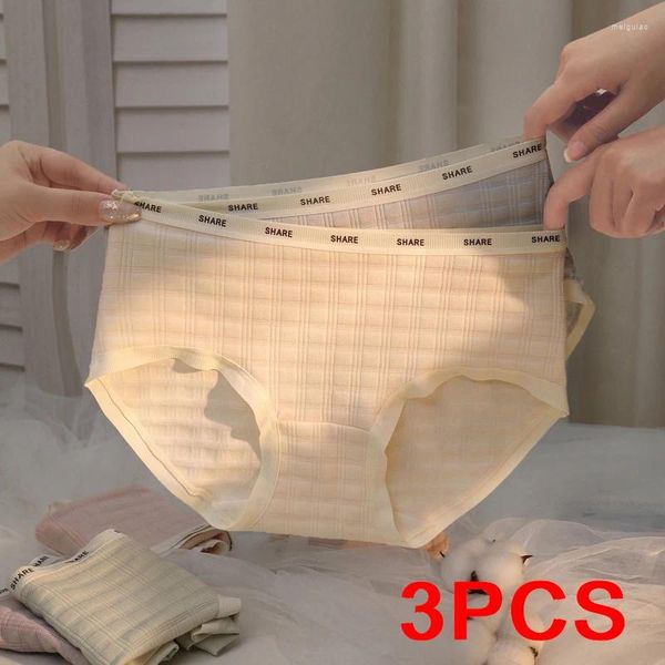Culotte féminine 3 pc short moyen-hauteur lingerie douce pour les dames sous-vêtements sports confortables panty