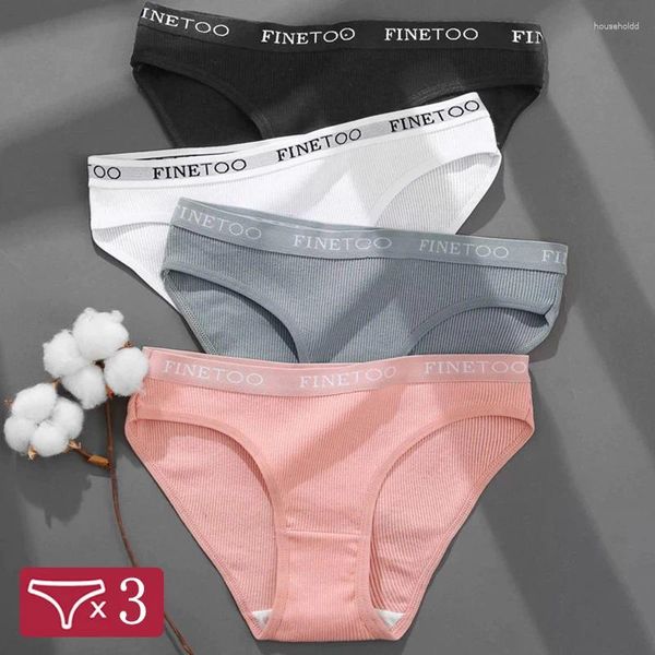 Bragas de mujer 3 unids / set algodón para mujeres sexy cintura baja calzoncillos femeninos talla grande m-2xl conjunto de ropa interior niñas letra cinturón lencería íntima