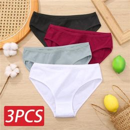 Culotte de femmes 3pcs / cote de coton Briefs Jacquard Design sexy samis féminins couleurs solides pantys intimes s-xl