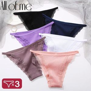 Culotte de femmes 3pcs / ensemble en dentelle Femmes sous-vêtements coton lingerie féminine sexy pour intimates finetoo dames pantys s-xl