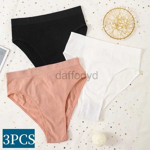 Women's Bragas 3 unids/set bragas sin costuras para mujer, calzoncillos de cintura alta, bragas de corte alto, ropa interior deportiva, calzoncillos elásticos para mujer, lencería 24323