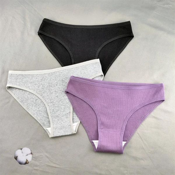 Bragas de mujer 3 unids/set ropa interior de algodón superior mujeres negro blanco calzoncillos clásicos simple color sólido cómodo calzoncillos femenino sexy