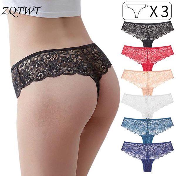 Culottes pour femmes 3Pcs Sexy Briefs G String Femmes Dentelle Filles T Back Sous-Vêtements Sans Couture Bowknot Lady String Haute Qualité Underpan270e