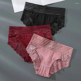 Dames slipje 3 stks sexy kanten onderbroek massieve kleurbroeken ademende intimaten vrouwelijke ondergoed naadloze lingeries