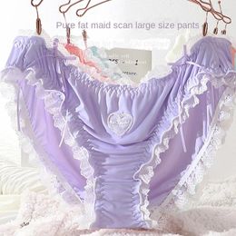 Culotte femme 45-130kg grande lolita sexy dentelle bouclée broderie sous-vêtements filles glace haute élastique étudiant lingerie
