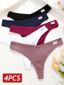 Dames slipje 4 stks/set waffle katoenen vrouwen sexy string vailles vaste kleur vrouwelijk onderbroek intimates lingerie s-xl