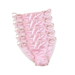 Dames slipje 5 pack dames 100% zijden lage slipjes smeermogelijkheden tanga bikinis ondergoed lingerie kokers vrouwelijke intimaten rood zwart roze wit 230424