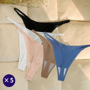 Culotte femme 5 pcs/lot femmes sans couture soie sport confort g-string sous-vêtements femme minuscule tongs femme sexy t-panties pack