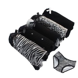 Dames slipje 5 pc's sexy zwarte zebra luipaard print dames ondergoed meisje zachte boog briefs schattig slipje voor vrouwelijke hoge kwaliteit kawaii lingerie 230327