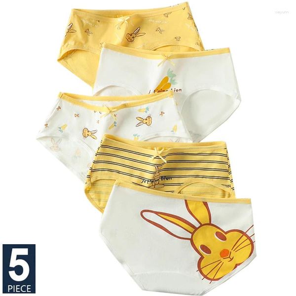 Bragas de mujer, ropa interior transpirable de algodón, 5 uds., estampado bonito, calzoncillos para chicas jóvenes, calzoncillos sexis de cintura baja para mujer, lencería femenina