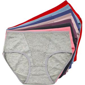 Culottes pour femmes 5pcs taille haute grande taille slips en coton pour femmes sous-vêtements sexy dentelle transparente grande culotte caleçon femme lingerie 230414