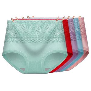 Bragas de mujer 5 uds, bragas de cintura alta para mujer, ropa interior moldeadora de cuerpo de algodón, calzoncillos lindos transpirables, encaje Sexy, comodidad de talla grande, lencería femenina 230414