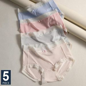 PALANGE DE FEMMES 5PCS Femmes sans couture Femmes Nylon Traceless Underwear Sexy Low-Rise Briefs Ice Silk Solie Female Lingerie Taille M-xl