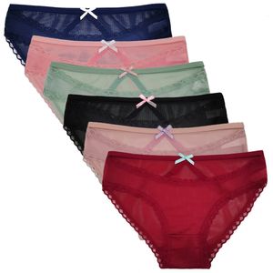 Bragas de mujer 6 piezas / lote Ropa interior de malla de ángulo corto para mujer sin costuras Ropa interior de mujer transpirable de cintura baja Ropa interior íntima para niñas M-XL 230403