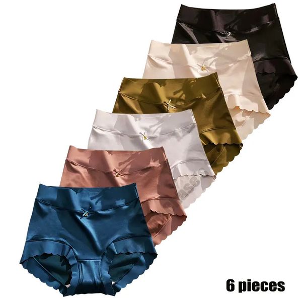 Culottes pour femmes 6pc sous-vêtements glace soie légère respirante dentelle slips sexy tissu hanche ascenseur lisse doux soyeux 231127