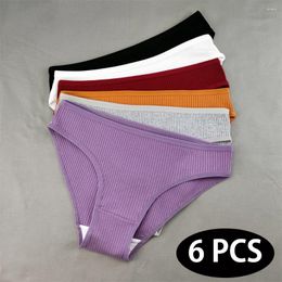 Culottes pour femmes 6pcs / set coton femmes sous-vêtements doux sexy slips couleur unie mode classique sport caleçon respirant confortable envoi rapide