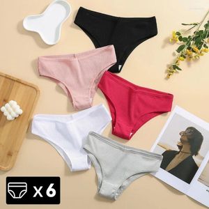 Culotte femme 6pcs femmes coton lingerie solide sous-vêtements sexy sans couture slips doux femme sous-vêtements taille moyenne intimes