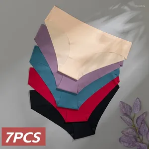 Culotte de femmes 7 pièces en soie solide sans couture en sous-vêtements féminins élasticité brutales respirantes pour les dames lingerie sexy japonaise