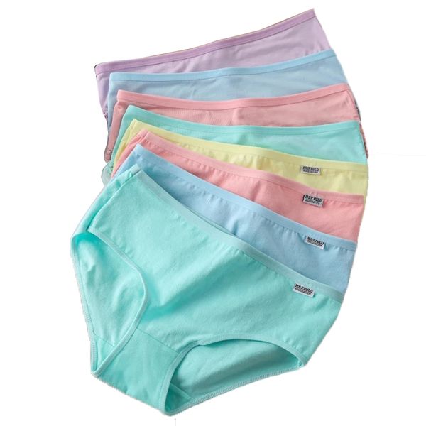 Bragas de mujer 7 piezas Bragas para mujer Ropa interior de algodón Sexy Transpirable Lencería suave Calzoncillos femeninos Niñas Calzoncillos lindos de color sólido Tamaño grande 230421