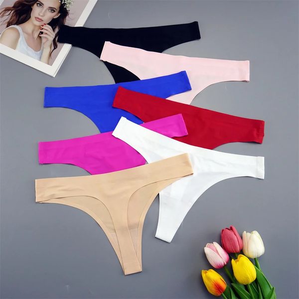 Bragas de las mujeres 7pcspack sin fisuras de seda de hielo mujeres tanga deportes damas invisibles sólido gstring ropa interior niñas panty europa tamaño sxl 231031