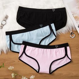 Culotte Femme Bannirou 3pcs Slips Coton Sports Fitness Low-Rise Solide Soft Respirant Lingerie Sous-vêtements pour femme Intimates