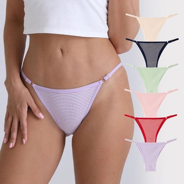 Bragas de mujer Bikini Ropa interior Mujer Paquete sin costuras Cintura baja Calzoncillos transpirables Color sólido Entrepierna de algodón