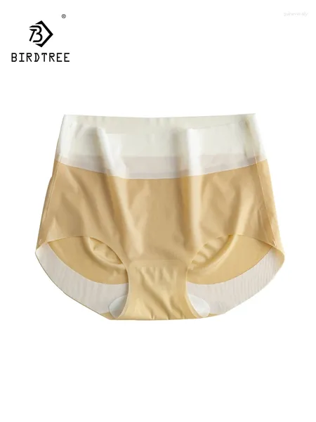 Culotte de femmes Birdtree 32% de la soie réelle sexy briefs femmes couleurs de contraste intermédiaire