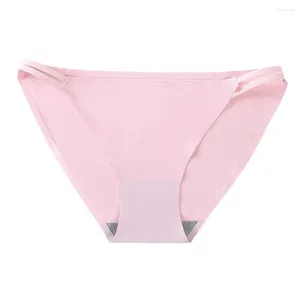 Culotte respirante en coton pour femmes, entrejambe, couleur unie, taille basse, slip en Nylon, sans couture, string, soie glacée