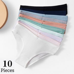 Dames slipjes bzel 10 stcs/set dames slipje sexy ademende ondergoed comfortabele lingerie katoen gestreepte slips mode gezellige onderbroek verkoop 230424