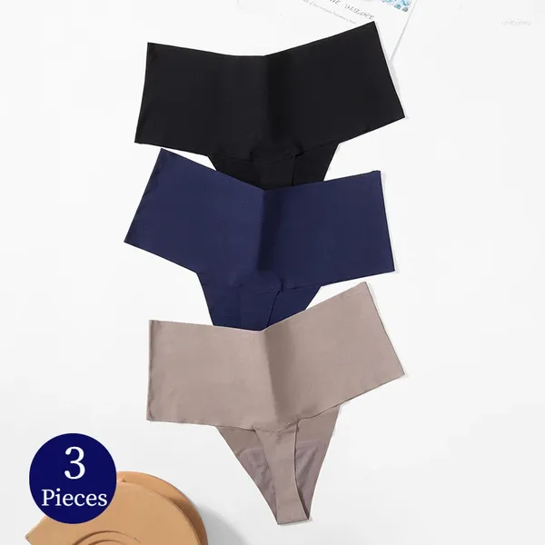 Bragas de mujer BZEL 3 unids/set cintura alta tangas sin costuras seda satén ropa interior femenina lencería sexy corte en V tangas acogedoras