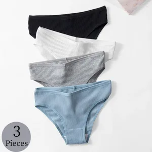 Culotte Femme Bzel Femmes Femme Sexy Sous-vêtements Doux Confortable Lingerie Coton Sous-Vêtements Low-Rise Rayé Slip Intime Panty 3PCS