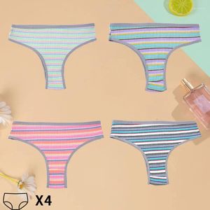 Culotte Femme Chrloisir 4pcs / Set Femmes Sexy Coton Brésilien Femme Soft String Dames G-String Slip Invisible Sous-Vêtements