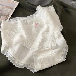 Bragas de mujer entrepierna de algodón dulce elástico suave lencería sin costuras estilo japonés arco cintura media calzoncillos diarios