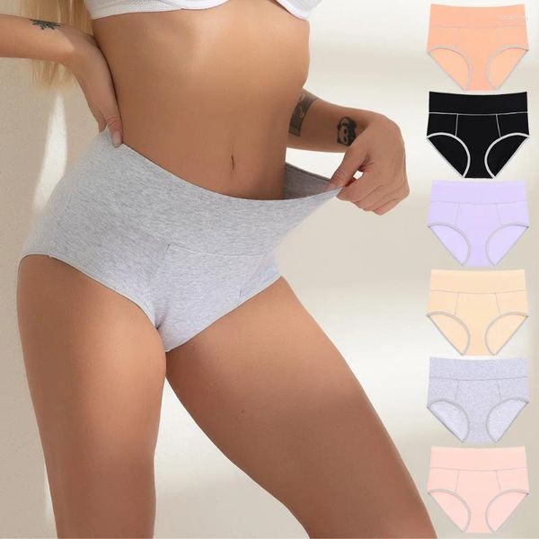 Bragas de algodón para mujer, ropa interior de cintura alta, bragas abdominales de talla grande, ropa interior sin costuras para niñas, lencería Sexy para mujer