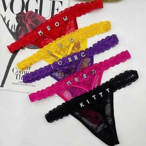 Dames slipje aangepaste naam Thongs Letters naam Sexy Lace Bikini slipje gepersonaliseerde G-Strings Lingerie ondergoed Valentijnsdag vrouwen geschenken 240319