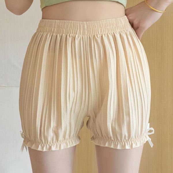 Bragas de mujer Cute Lolita Bow Frilly Bloomers Pantalones cortos de seguridad Mujeres Pantalones cortos a rayas de color sólido Culottes Ropa interior Bragas de algodón