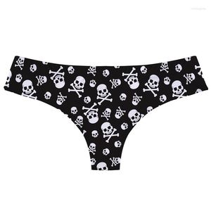 Culotte Femme DeanFire 92% Polyester 8% Spandex Sexy Femmes Plus Taille Sous-vêtements Halloween Skull Print Panty