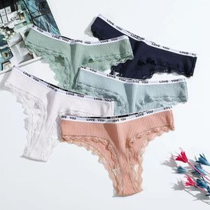 EINYOO 3 STKS Sexy Katoenen String Vrouwen Kant Lage Taille Brief Ondergoed Dames Slips Lingere Panty Vrouwelijke Lingeire Zevity