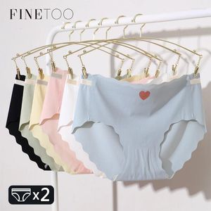 Culotte femme Finetoo 2pcs / set sans couture mignon amour fille slips mi-taille sous-vêtements femmes sexy lingerie hipster intime