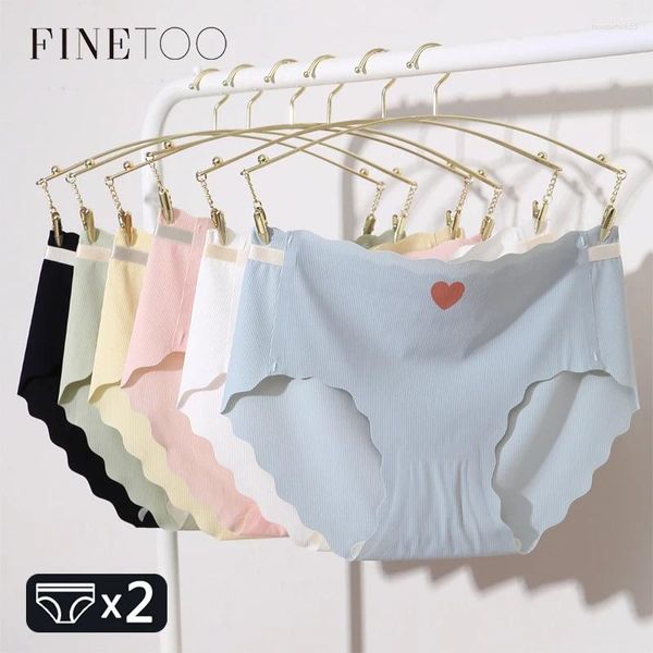 Culotte femme Finetoo 2pcs / set sans couture mignon amour fille slips mi-taille sous-vêtements femmes sexy lingerie hipster intime