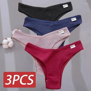 Culotte de femmes finetoo 3pcs / set coton sous-vêtements brésiliens femmes sexy v gil tong samis féminins lingerie intime