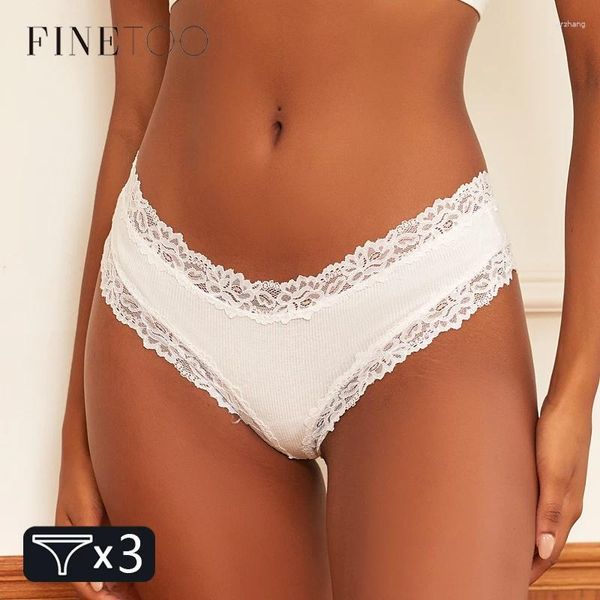 PALANTE DE FEMMES FINETOO 3PCS FEMMES COTTON BRÉSIL SEXY SEXH LAGE LAGE Brief