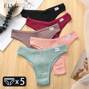 PALIE FEMES FINETOO 5PCS / SET FEMMES COTTON BRÉSILIEN Sous-vêtements M-XL Sous-caisses confortables Lingerie féminine de basse T-Back 2024