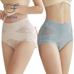 Culotte de femmes Flarixa haute taille en dentelle femmes minceur slims cross compression façonner pantalon de lingerie respirante sous-vêtements avec ceinture