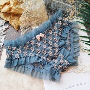 Culotte Femme Fleur Fée Frais Petits Boutons Floraux Belle Maille Gaze Volants Taille Basse Mignon Sexy Femme Slip Étudiant Style Lingerie