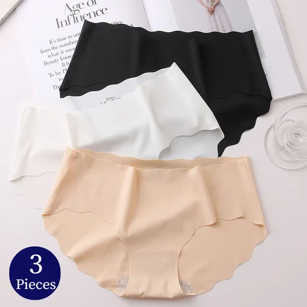 Culotte Femme Giczi 3pcs / Set Sous-vêtements féminins sans couture Sweet Girls Slips Soie Satin Confortable Lingerie Respirant Sport Sous-vêtements