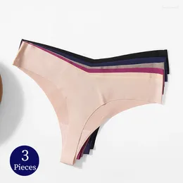 Dames slipje giczi 3 stcs/set sexy lingerie vrouwelijk naadloos ondergoed gezellige string grote satijnen g-strings comfort onderbroek