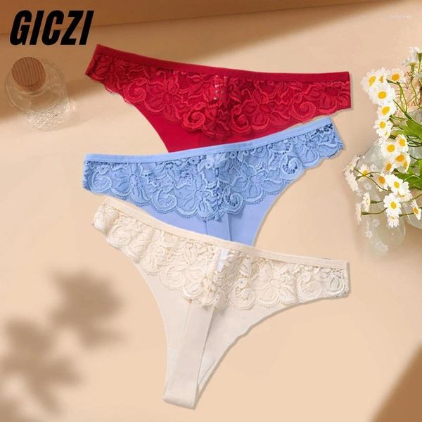 Bragas de mujer GICZI encaje sexy tangas ropa interior para mujer mujer calzoncillos sólidos lencería invisible sin fisuras t espalda